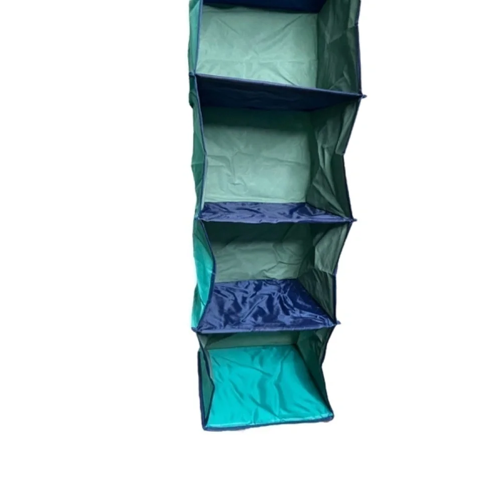 Storage 6 Shelf Organizer Space Saver Blue Fabric Over Closet Rod Hanging